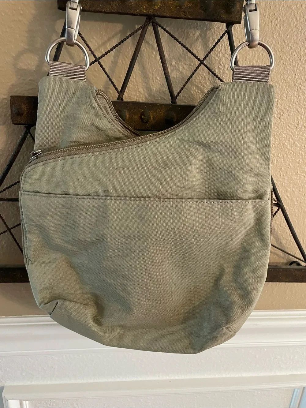 Baggallini Criss Cross Beige and Sky Blue Multi Sectional Crossbody Purse
